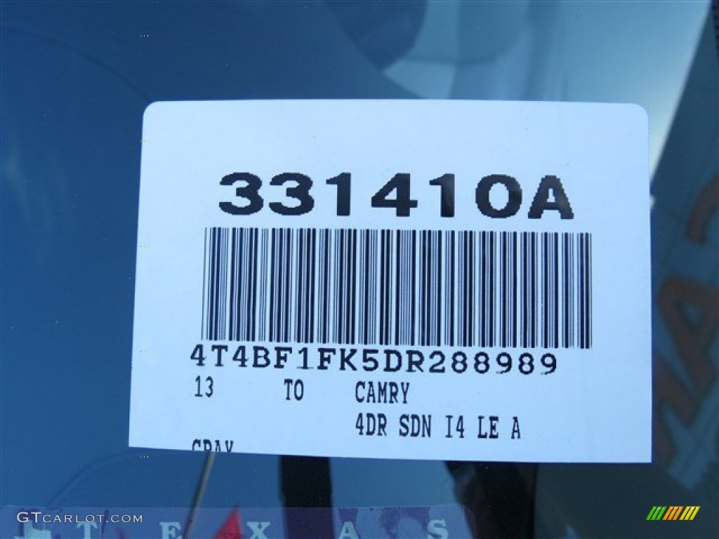 2013 Camry LE - Cosmic Gray Metallic / Ivory photo #18