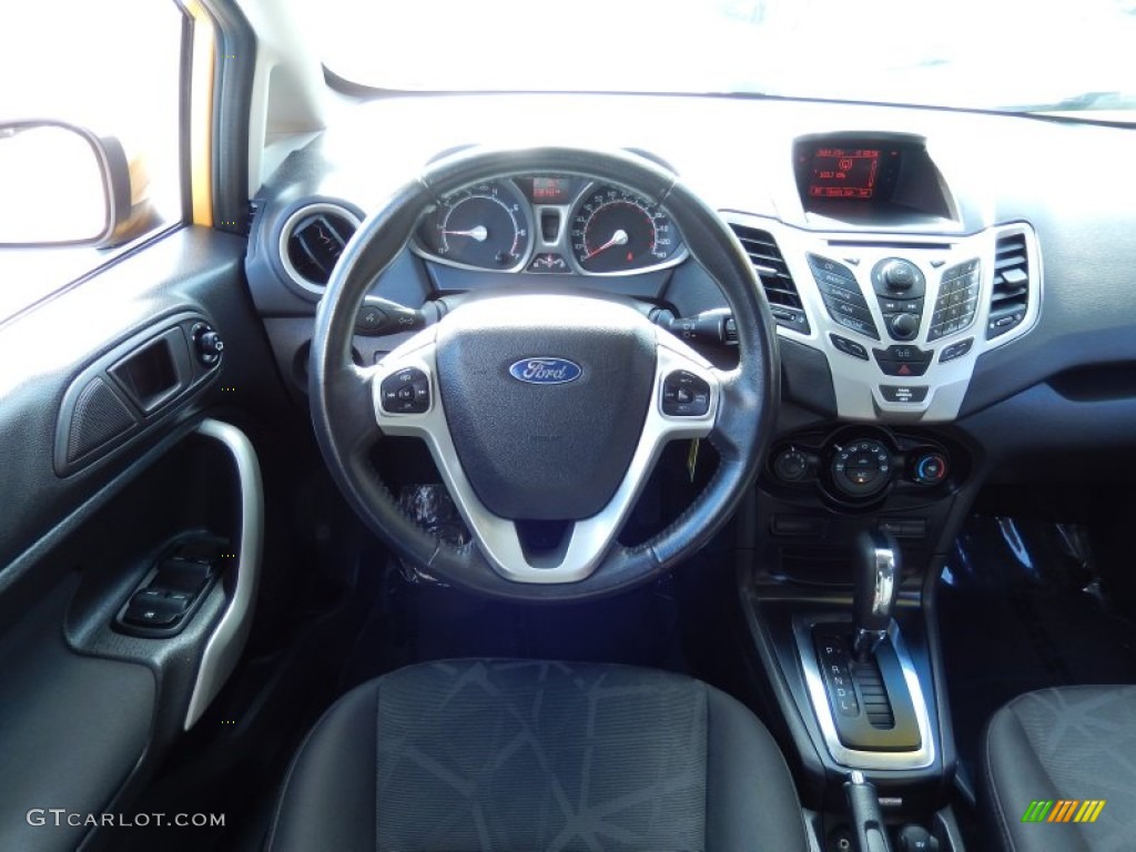 2011 Fiesta SES Hatchback - Yellow Blaze Metallic Tri-Coat / Charcoal Black/Blue Cloth photo #22