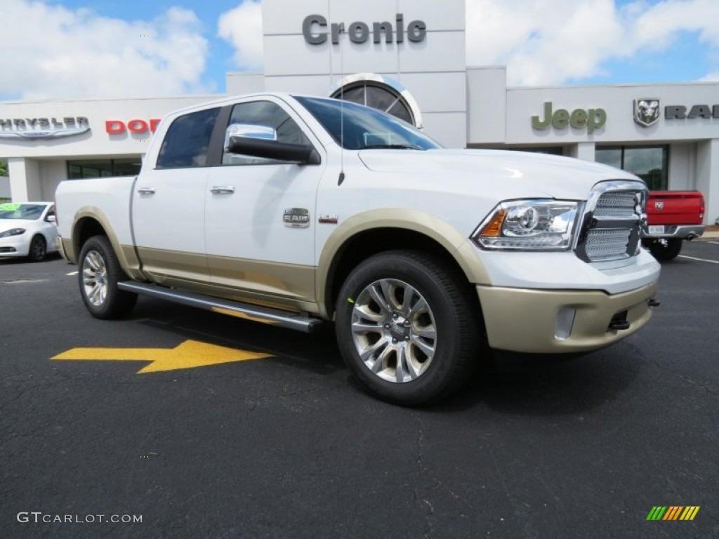 2013 1500 Laramie Longhorn Crew Cab 4x4 - Bright White / Canyon Brown/Light Frost Beige photo #1