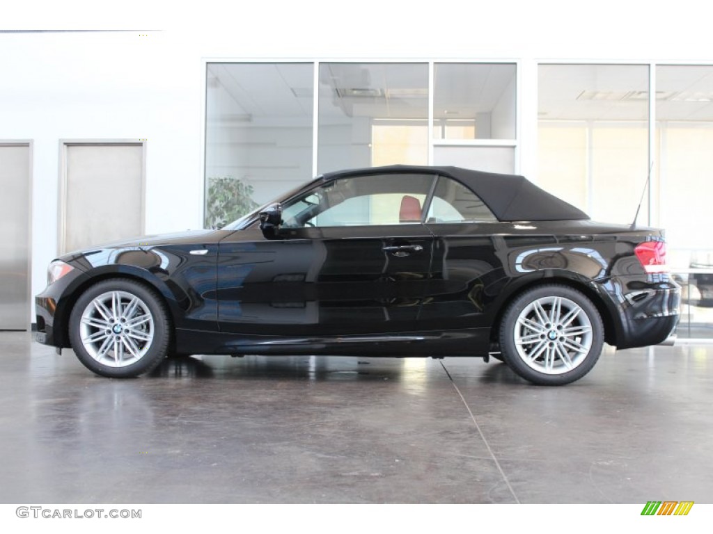 2013 1 Series 128i Convertible - Jet Black / Coral Red photo #6