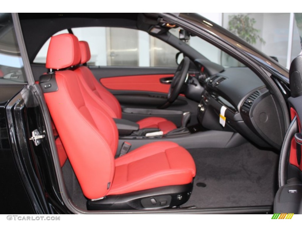 2013 1 Series 128i Convertible - Jet Black / Coral Red photo #23
