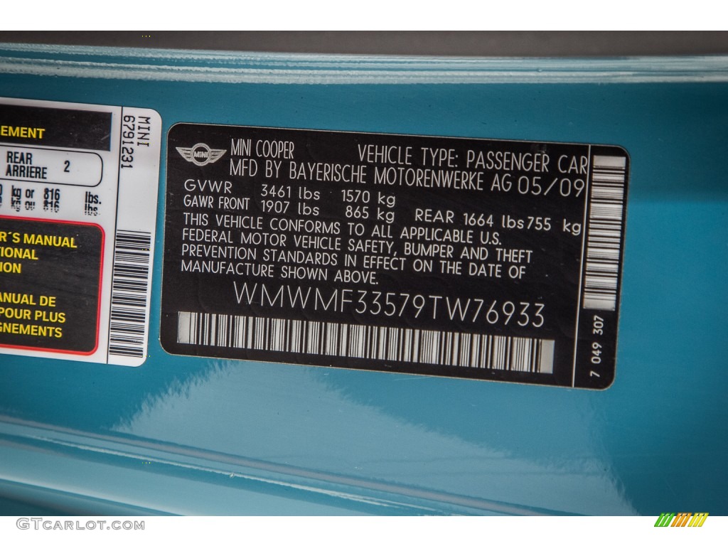 2009 Cooper Hardtop - Oxygen Blue / Black/Grey photo #20