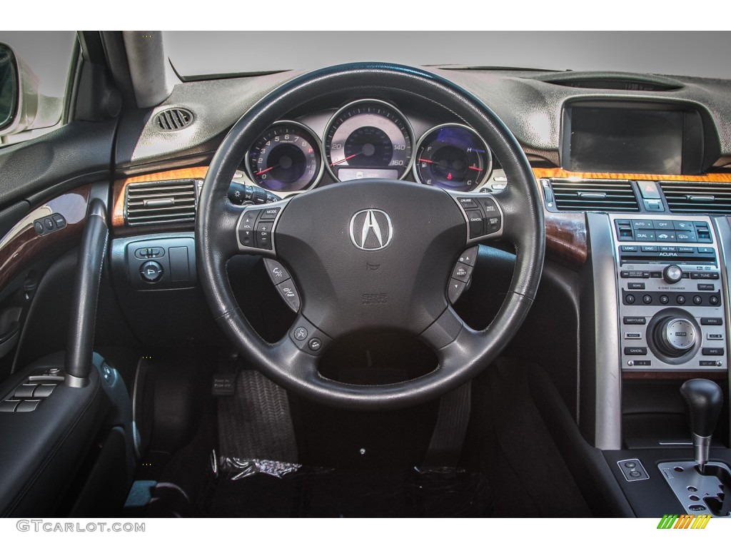 2005 Acura RL 3.5 AWD Sedan Ebony Steering Wheel Photo #83412370