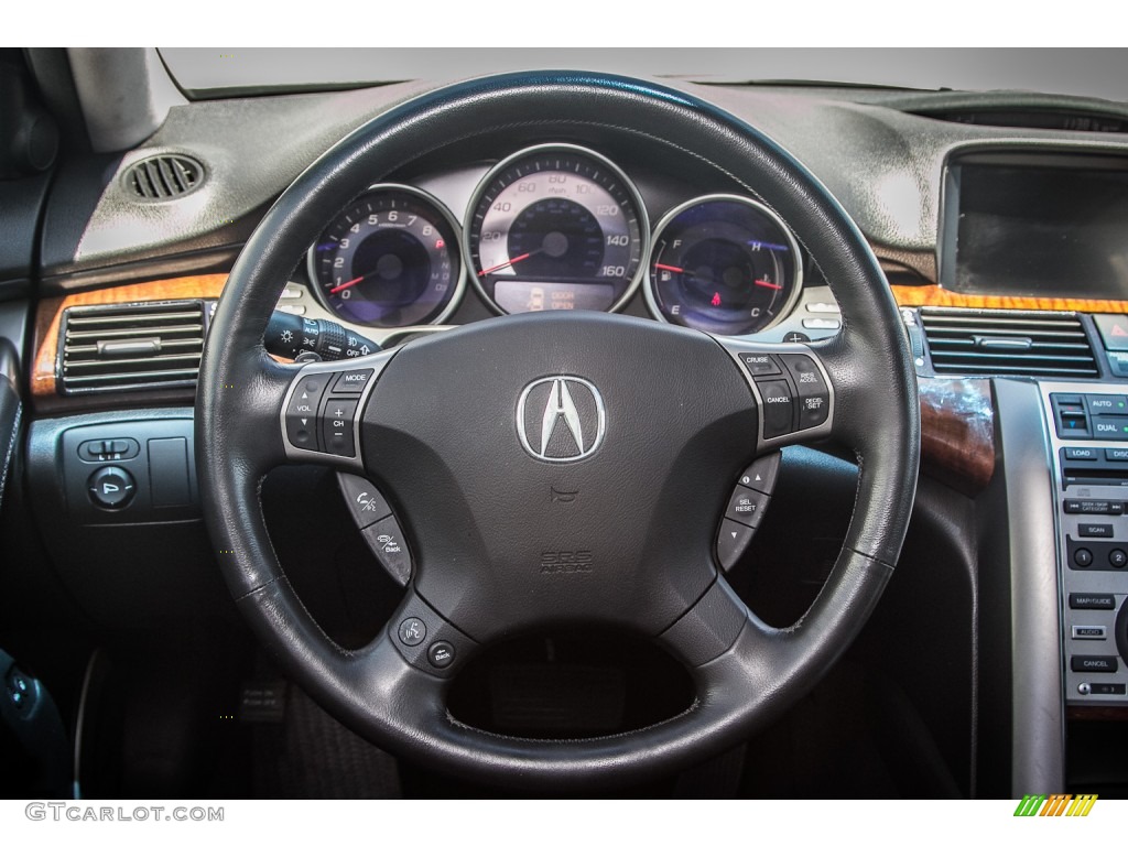 2005 Acura RL 3.5 AWD Sedan Ebony Steering Wheel Photo #83412913