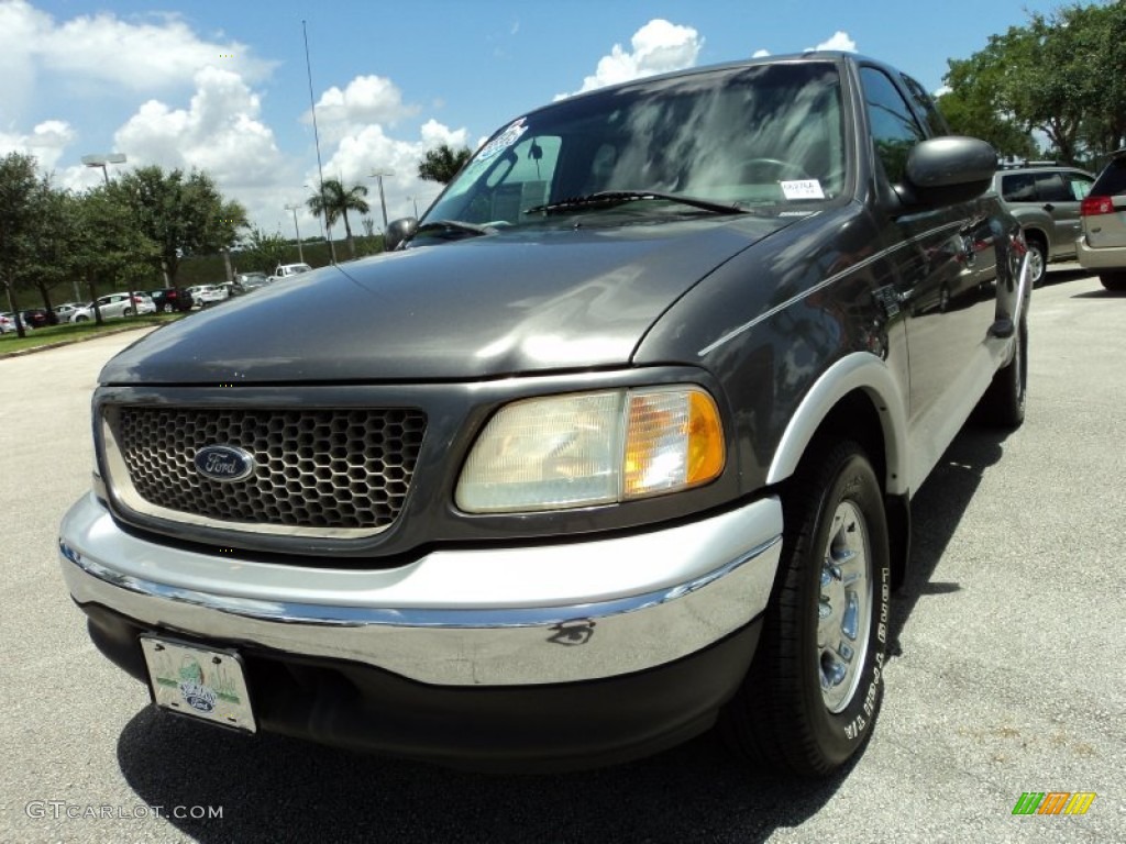 2002 F150 Lariat SuperCab - Dark Shadow Grey Metallic / Medium Graphite photo #14