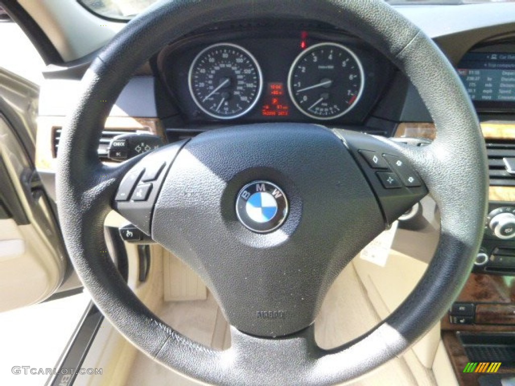 2008 BMW 5 Series 535xi Sedan Cream Beige Dakota Leather Steering Wheel Photo #83417226