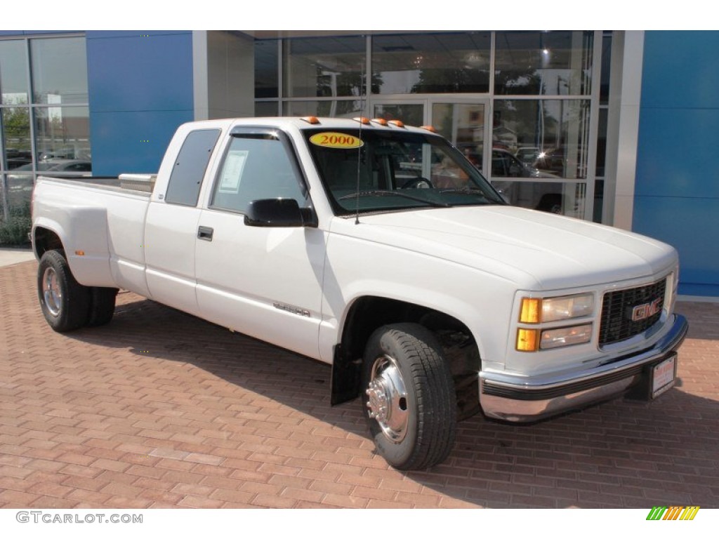 2000 Sierra 3500 SLE Extended Cab Dually - Summit White / Gray photo #10