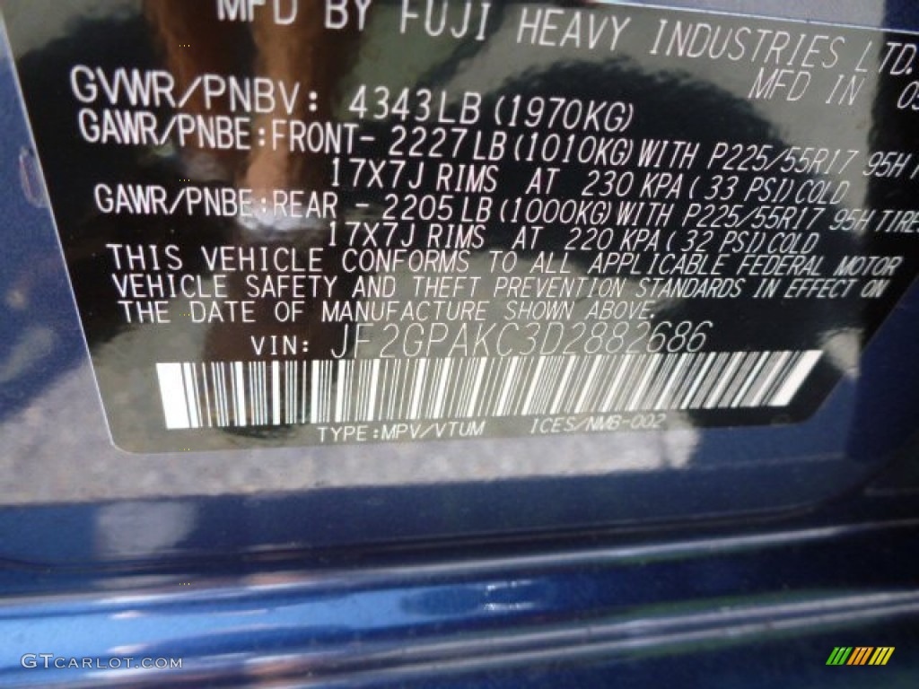 2013 XV Crosstrek 2.0 Limited - Marine Blue Pearl / Ivory photo #15