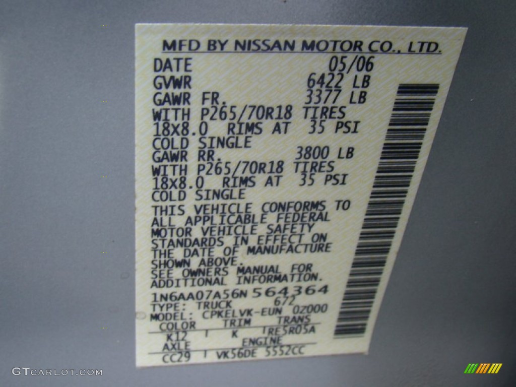Nissan titan color code #3