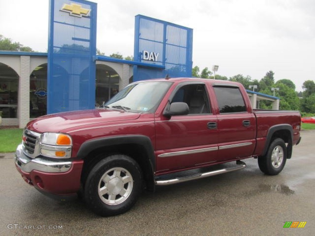 2006 Sierra 1500 SLE Crew Cab 4x4 - Sport Red Metallic / Dark Pewter photo #1