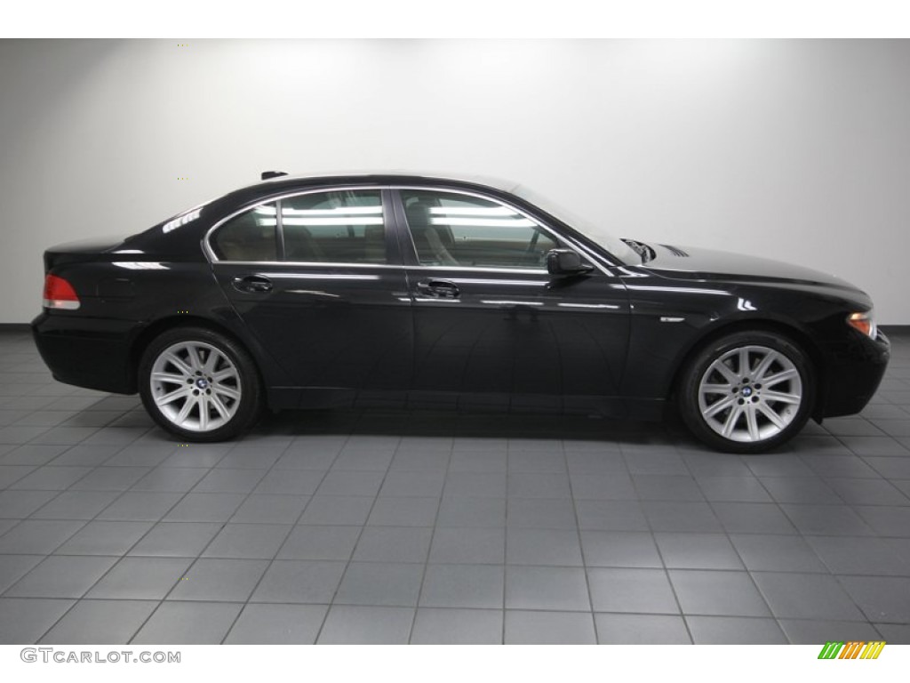 2004 7 Series 745i Sedan - Black Sapphire Metallic / Black/Natural Brown photo #8