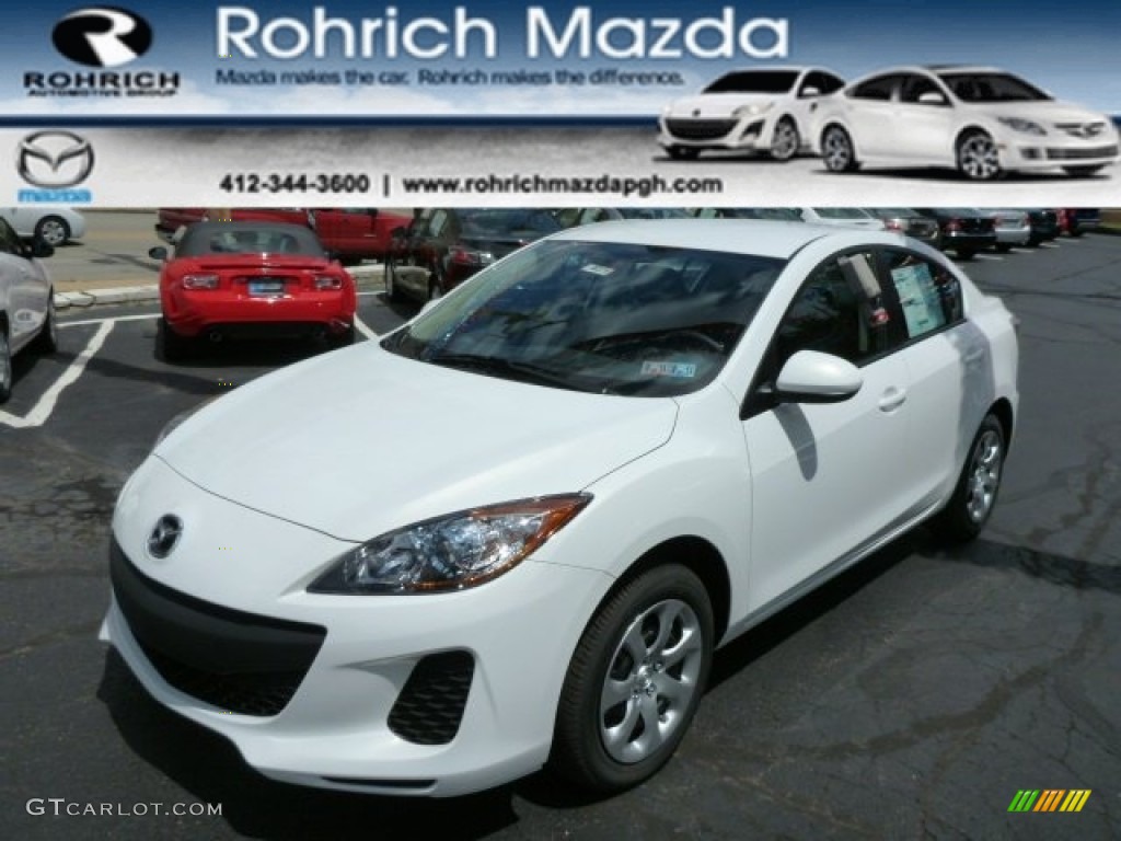 2013 MAZDA3 i Sport 4 Door - Crystal White Pearl Mica / Black photo #1