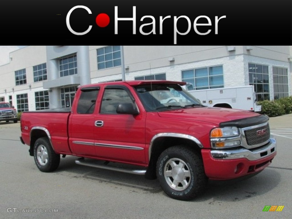 2006 Sierra 1500 SLE Extended Cab 4x4 - Fire Red / Dark Pewter photo #1