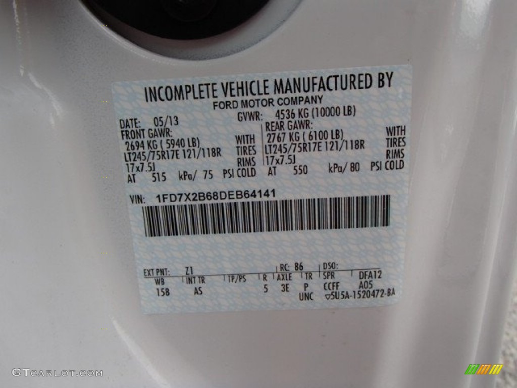 2013 F250 Super Duty Color Code Z1 for Oxford White Photo #83461621