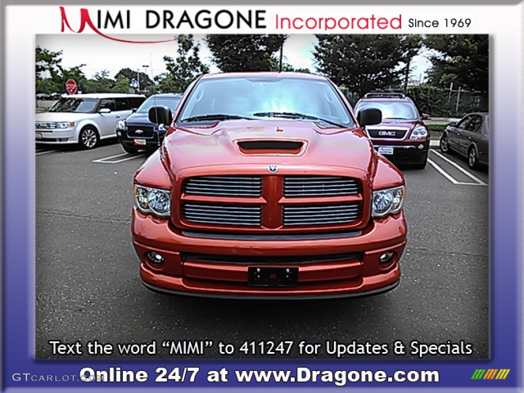 2005 Ram 1500 SLT Daytona Quad Cab 4x4 - Go ManGo! / Dark Slate Gray photo #5