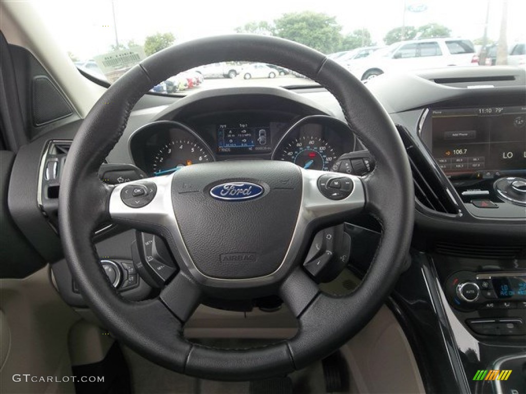 2014 Ford Escape Titanium 2.0L EcoBoost Medium Light Stone Steering Wheel Photo #83471292