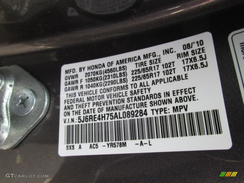 2010 CR-V EX-L AWD - Urban Titanium Metallic / Black photo #19