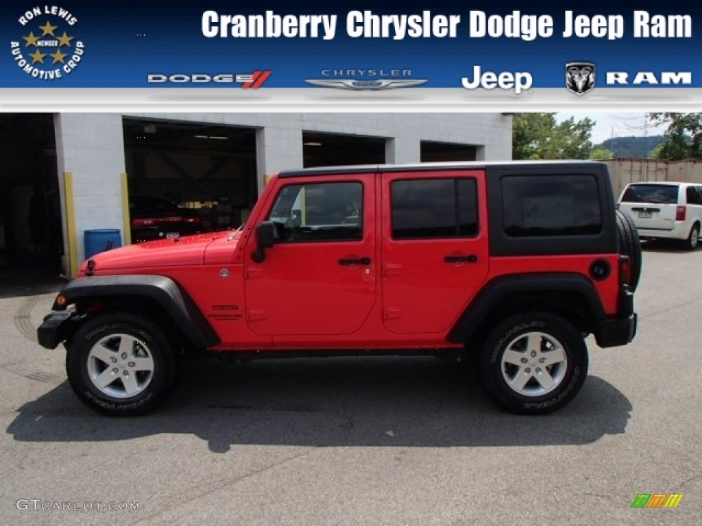 2013 Wrangler Unlimited Sport S 4x4 - Rock Lobster Red / Black photo #1