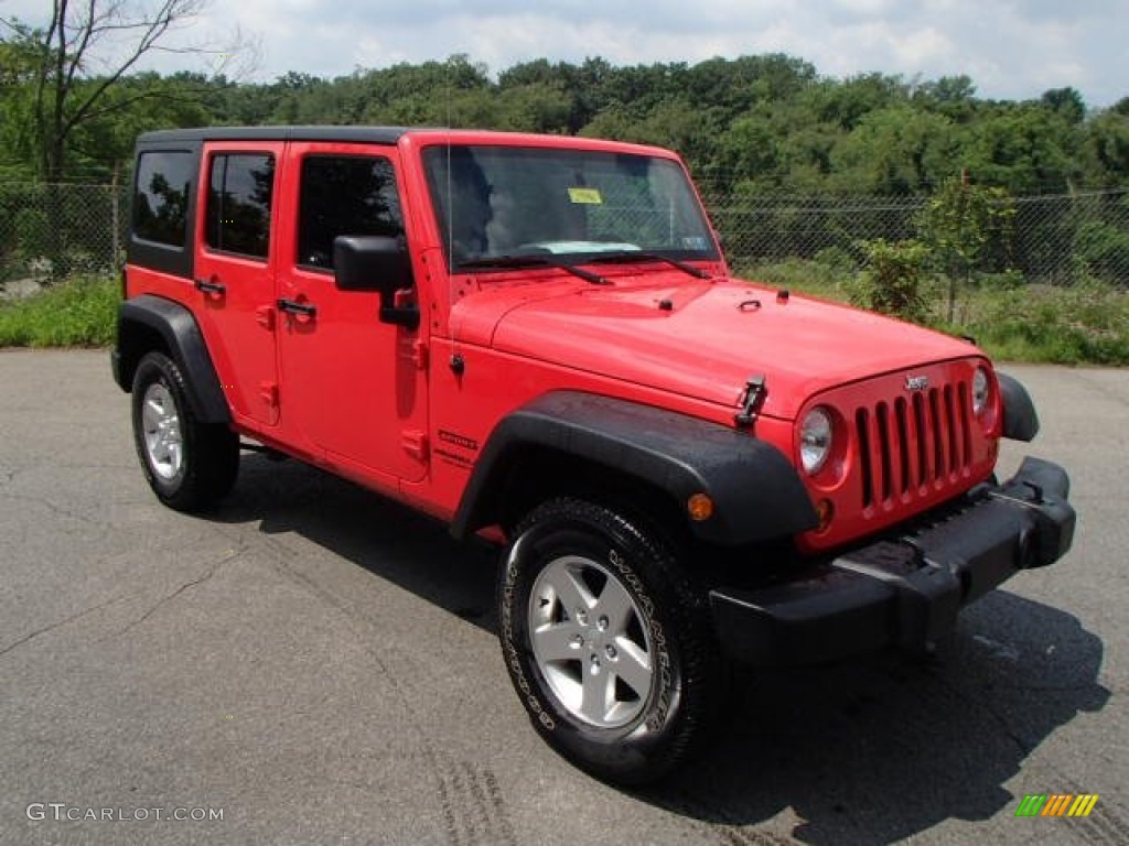 2013 Wrangler Unlimited Sport S 4x4 - Rock Lobster Red / Black photo #4