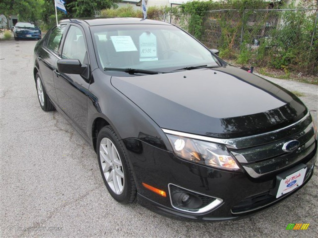 2012 Fusion SEL V6 - Tuxedo Black Metallic / Camel photo #1