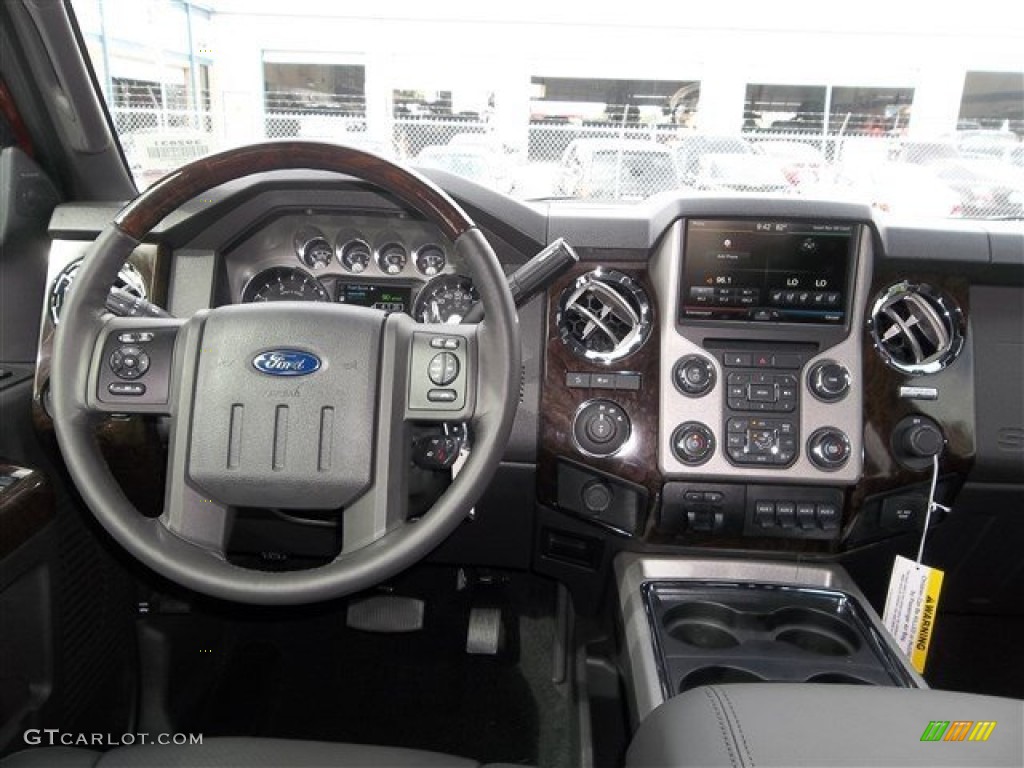 2013 Ford F250 Super Duty Platinum Crew Cab 4x4 Platinum Black Leather Dashboard Photo #83484445