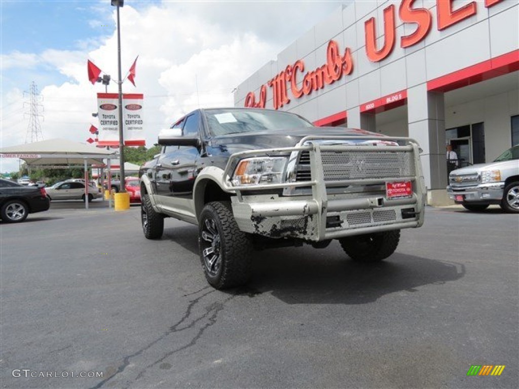 2010 Ram 2500 Laramie Crew Cab 4x4 - Brilliant Black Crystal Pearl / Light Pebble Beige/Bark Brown photo #1