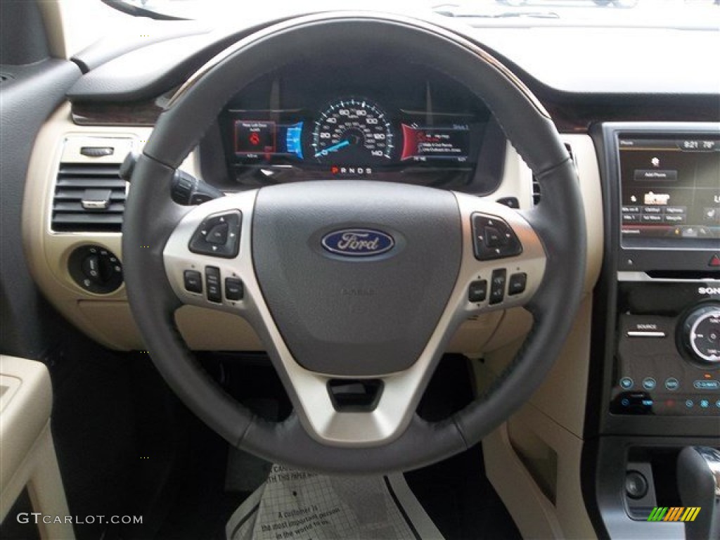 2014 Ford Flex Limited EcoBoost AWD Dune Steering Wheel Photo #83494738