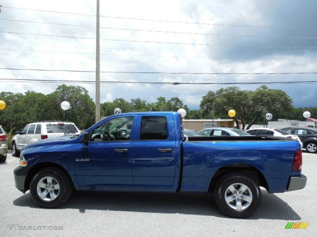 2010 Ram 1500 ST Quad Cab - Deep Water Blue Pearl / Dark Slate/Medium Graystone photo #2