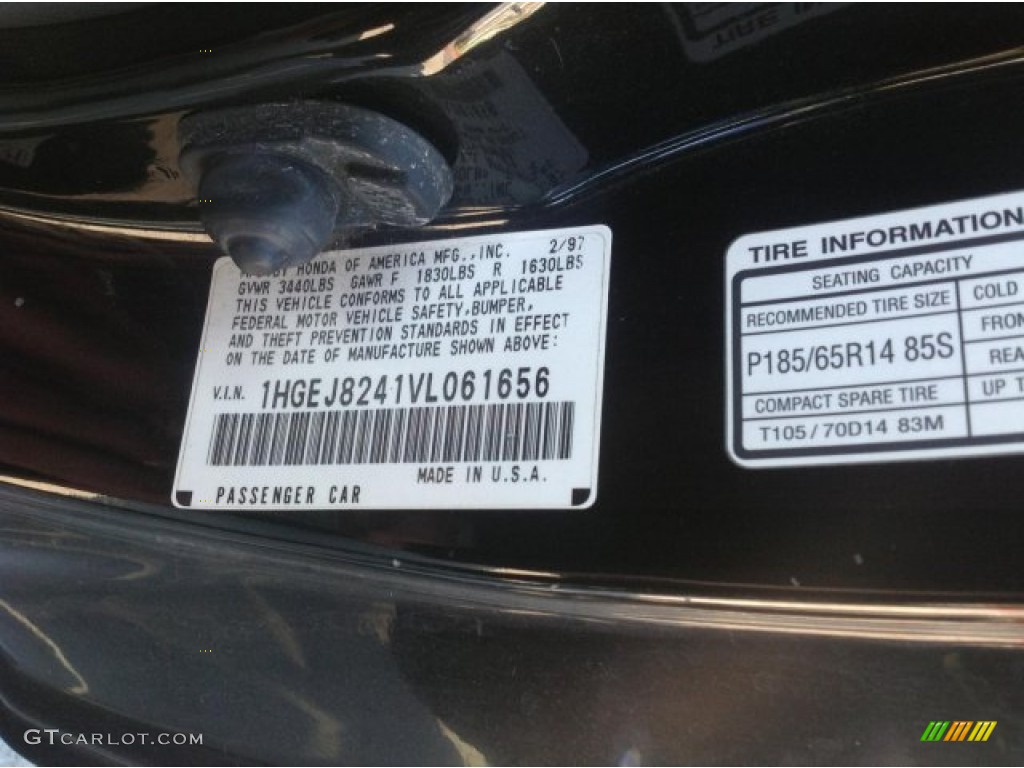 1997 Civic EX Coupe - Black Pearl Metallic / Black photo #6