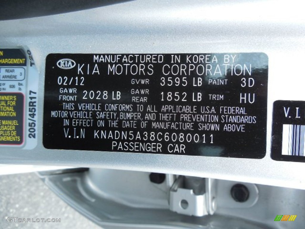 2012 Kia Rio Rio5 EX Hatchback Color Code Photos