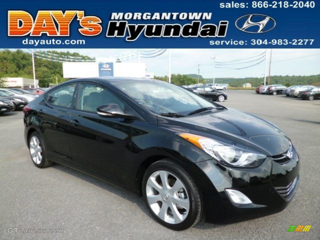 2013 Elantra Limited - Midnight Black / Gray photo #1