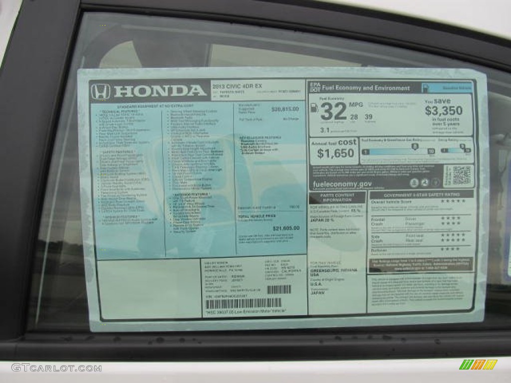 2013 Honda Civic EX Sedan Window Sticker Photos