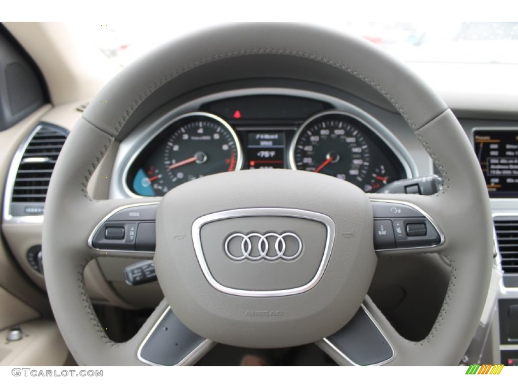 2014 Audi Q7 3.0 TFSI quattro Cardamom Beige Steering Wheel Photo #83529399