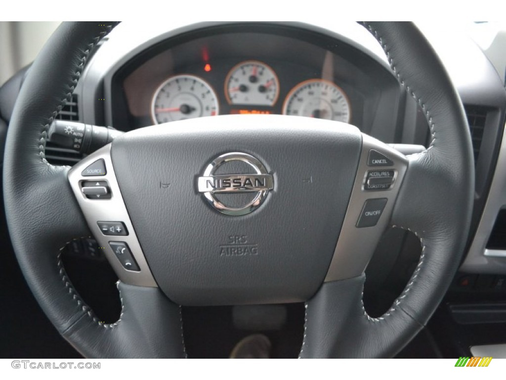 2013 Nissan Titan Pro-4X Crew Cab 4x4 Charcoal Steering Wheel Photo #83531796