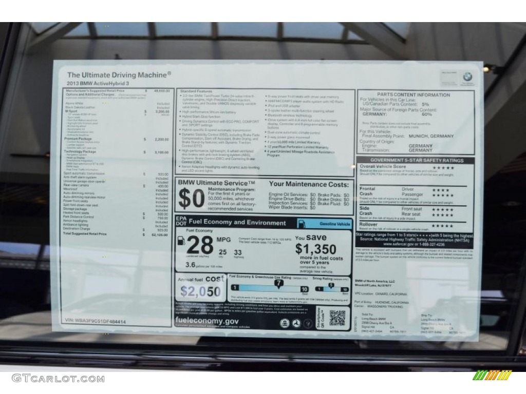 2013 3 Series ActiveHybrid 3 Sedan - Alpine White / Black photo #5