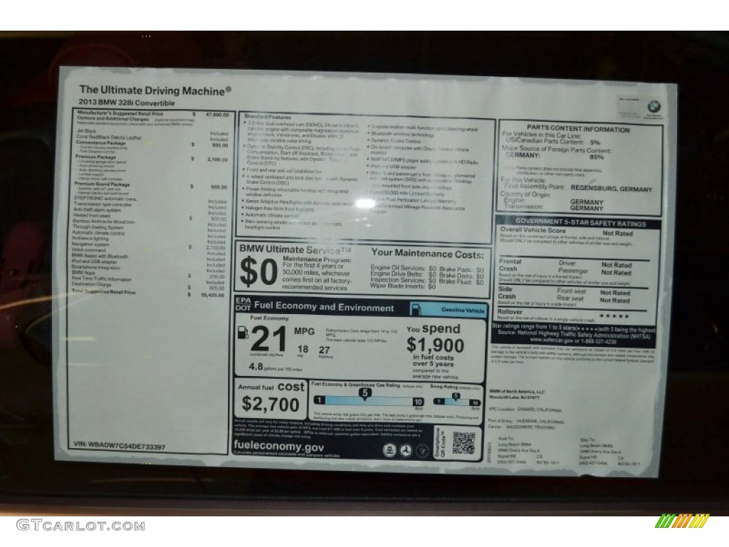 2013 3 Series 328i Convertible - Jet Black / Coral Red/Black photo #4