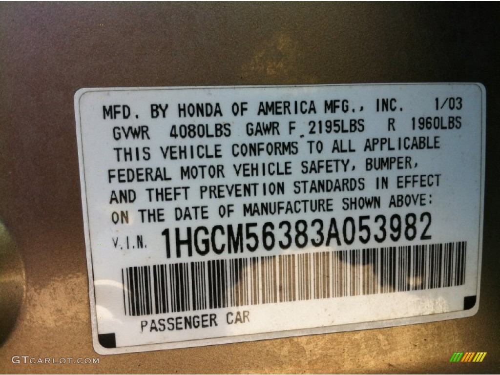 2003 Accord LX Sedan - Desert Mist Metallic / Ivory photo #11