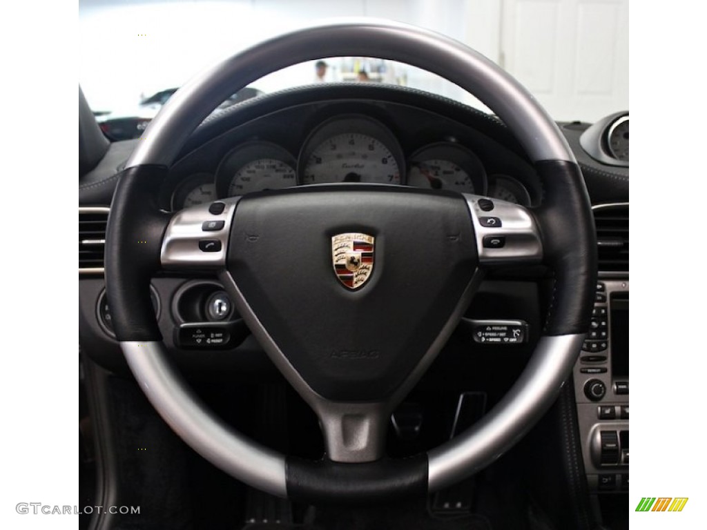 2007 Porsche 911 Turbo Coupe Black Steering Wheel Photo #83545590