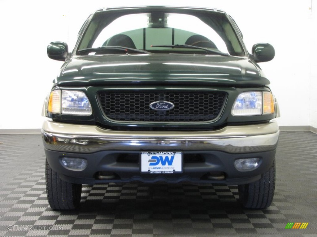 2001 F150 Lariat SuperCrew 4x4 - Estate Green Metallic / Medium Parchment photo #2