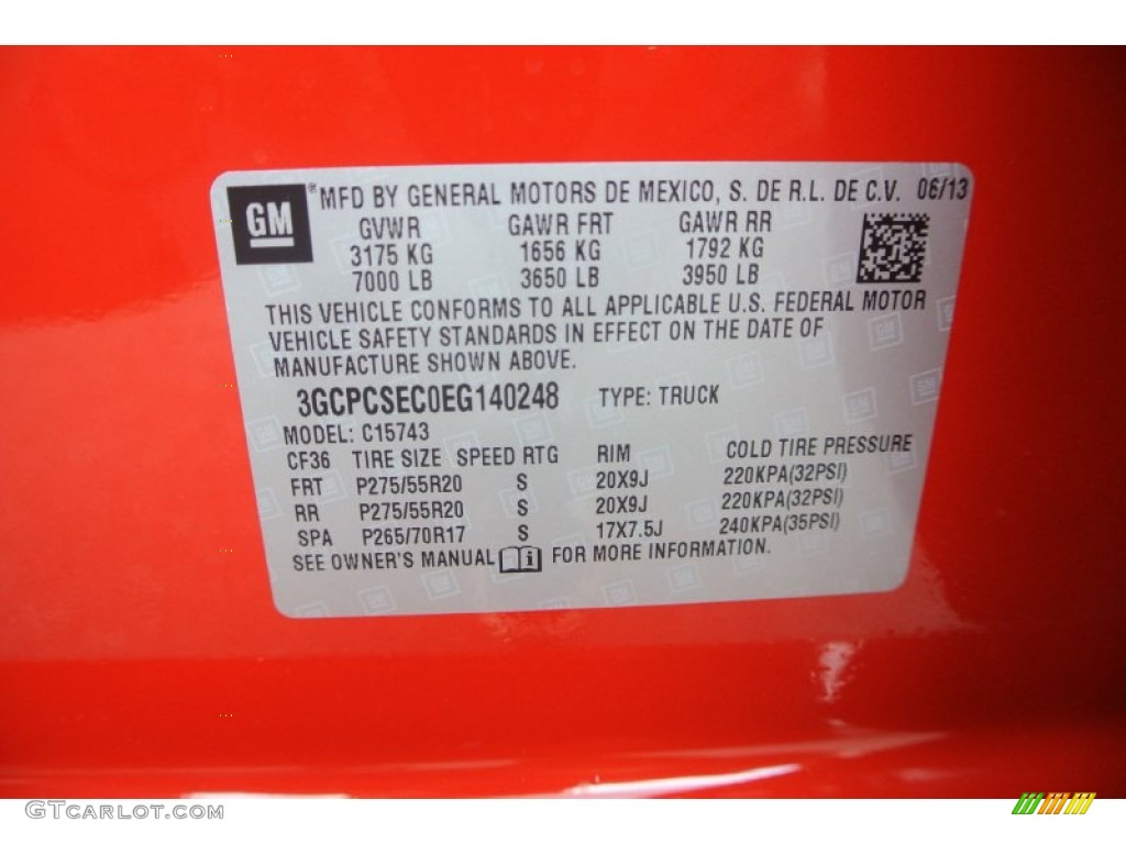 2014 Chevrolet Silverado 1500 LTZ Crew Cab Info Tag Photo #83551713