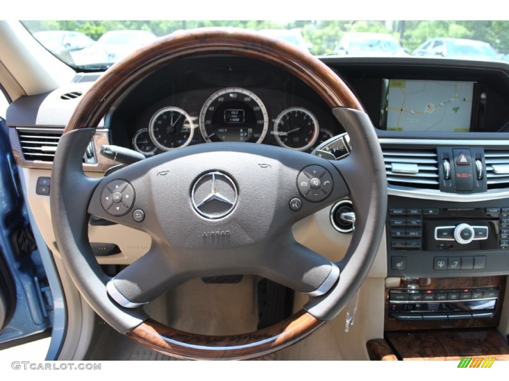 2011 E 350 4Matic Sedan - Quartz Blue Metallic / Almond/Black photo #19