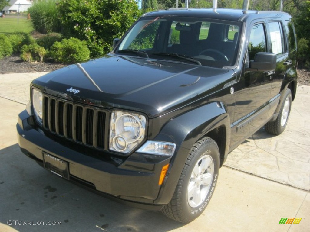 2009 Liberty Sport 4x4 - Brilliant Black Crystal Pearl / Dark Slate Gray photo #1