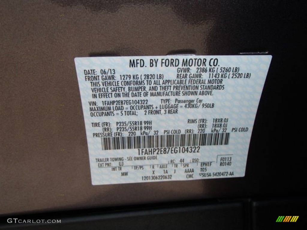 2014 Taurus Color Code UJ for Sterling Gray Photo #83574474