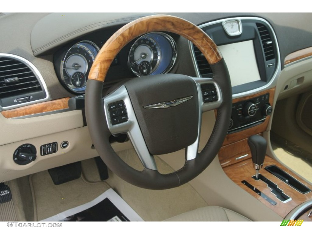2013 Chrysler 300 C Dark Frost Beige/Light Frost Beige Steering Wheel Photo #83576064