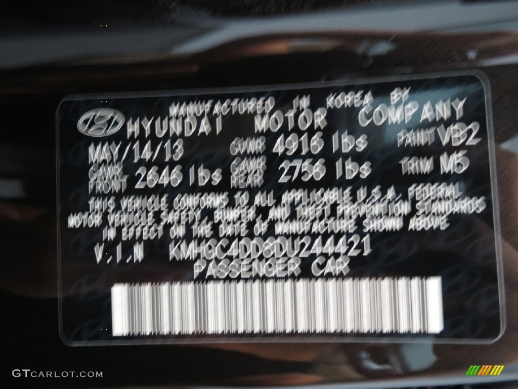 2013 Genesis Color Code VB2 for Night Shadow Brown Photo #83578842