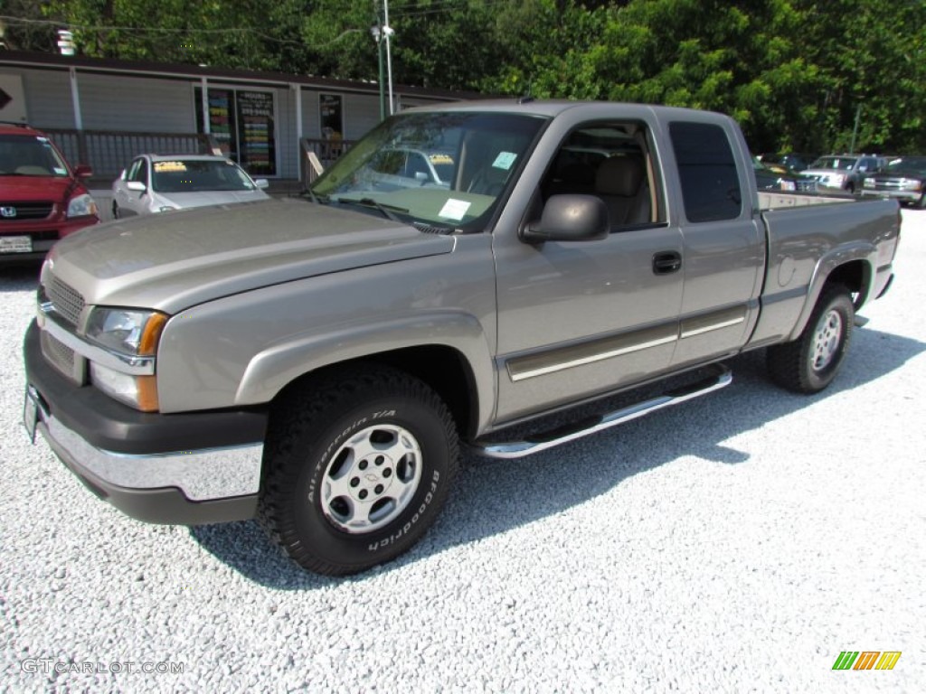 2003 Silverado 1500 LT Extended Cab 4x4 - Light Pewter Metallic / Tan photo #11