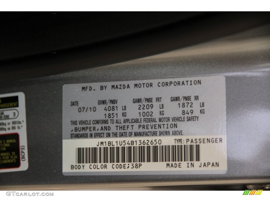 2011 MAZDA3 Color Code 38P for Liquid Silver Metallic Photo #83585097