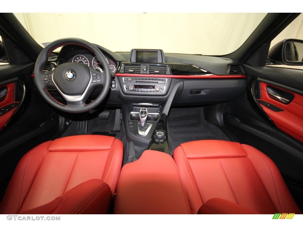 2012 BMW 3 Series 328i Sedan Coral Red/Black Dashboard Photo #83586804
