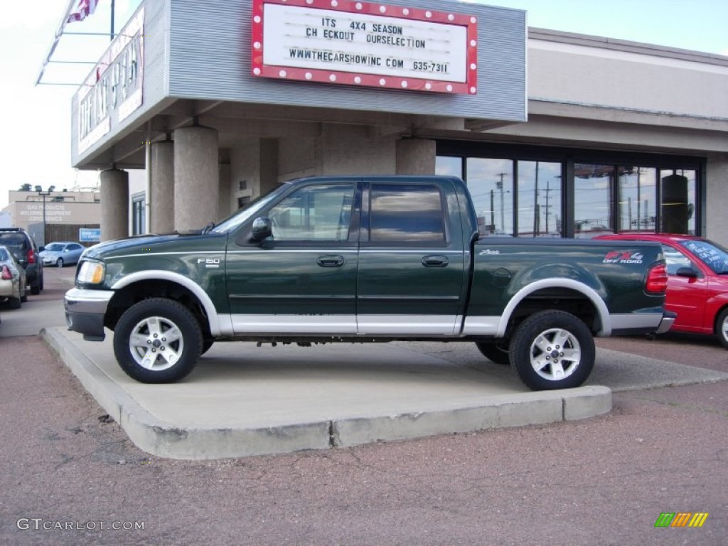 2002 F150 Lariat SuperCrew 4x4 - Dark Highland Green Metallic / Medium Parchment photo #8