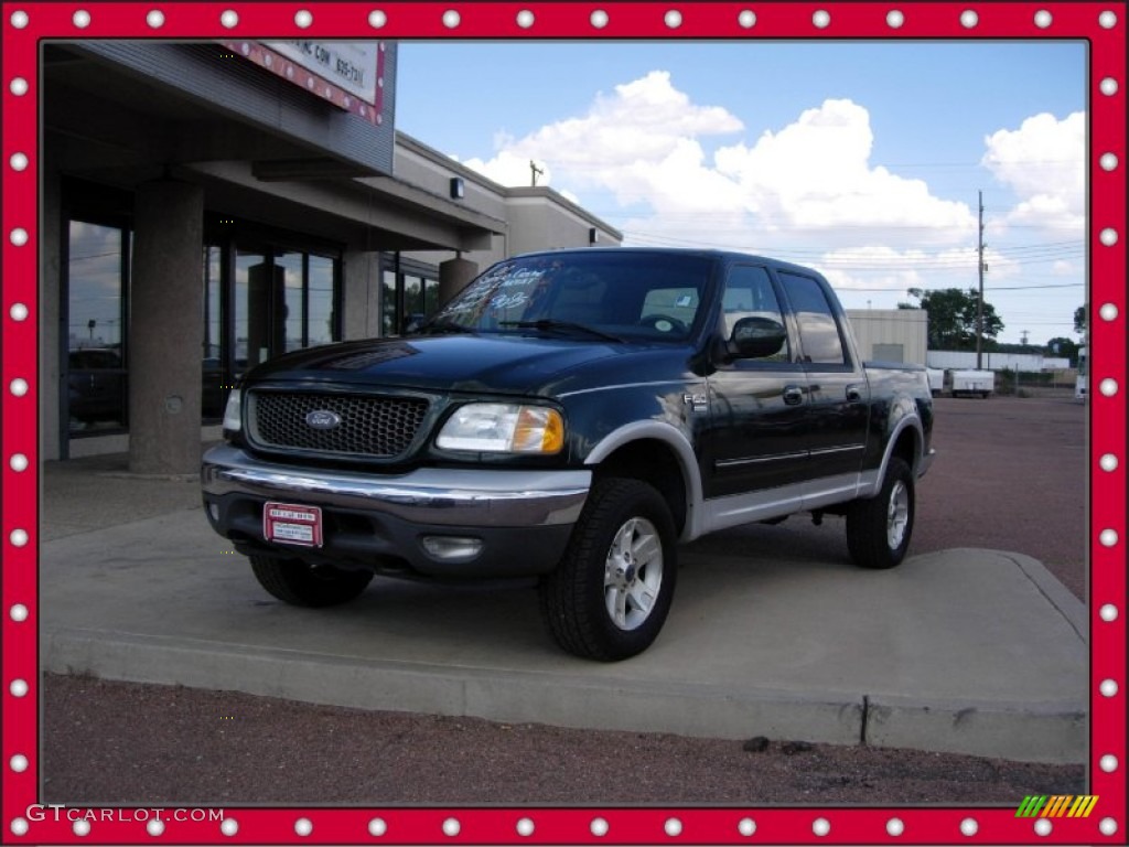 2002 F150 Lariat SuperCrew 4x4 - Dark Highland Green Metallic / Medium Parchment photo #15